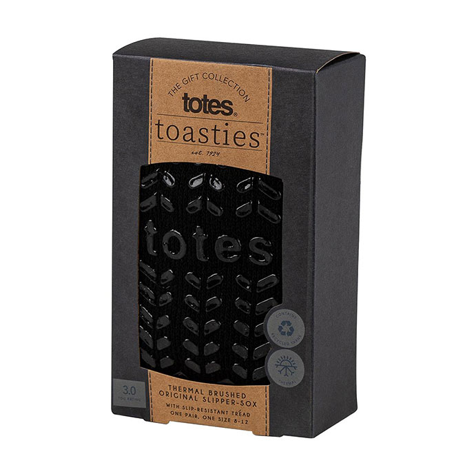 totes® Mens Thermal Original Slipper Sock Black Extra Image 3